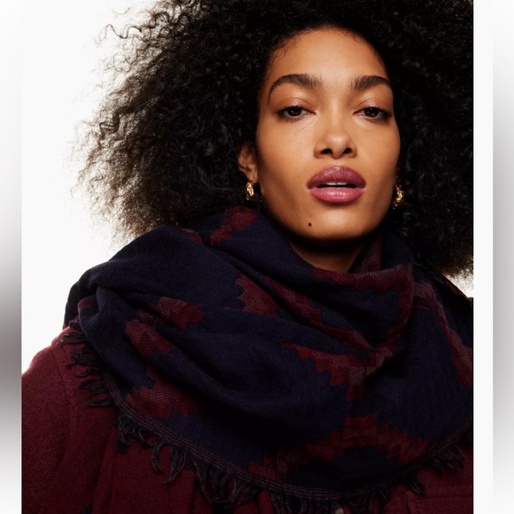 Maroon and Black Wilfred Square Diamond Mosaic Scarf - Picture 2 of 4